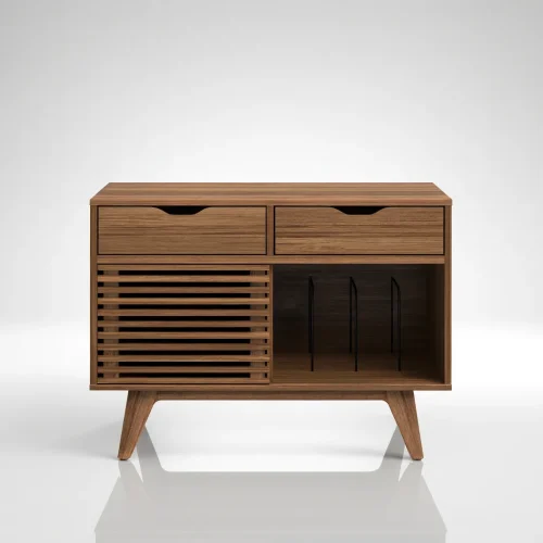 Mid Century Storage Cabinet With Drawers And Door