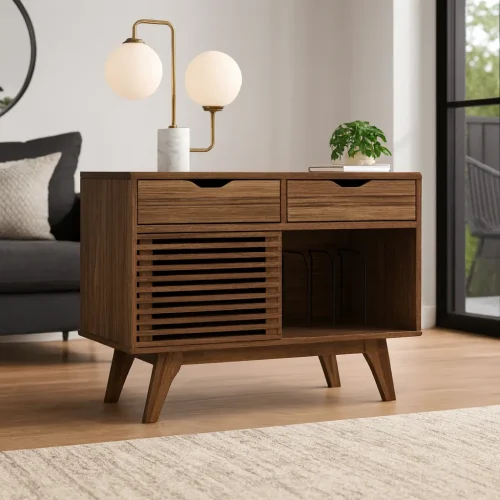 Alternative view of Mid Century Storage Cabinet With Drawers And Door