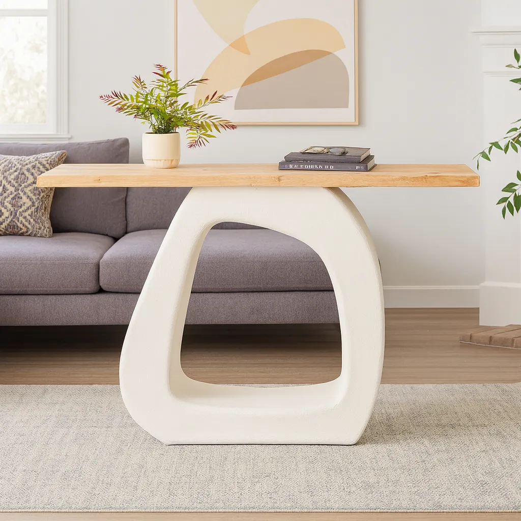 Modern Console Table With Sculptural Base - Image 2
