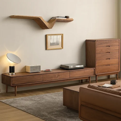 Alternative view of Modern Wooden TV Stand With Drawers For Living Room