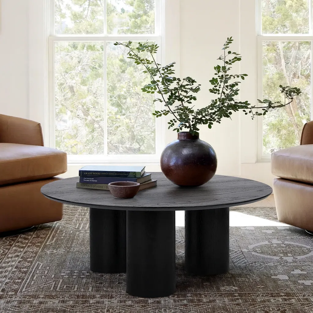 Modern Round Coffee Table With Cylindrical Legs - Image 4