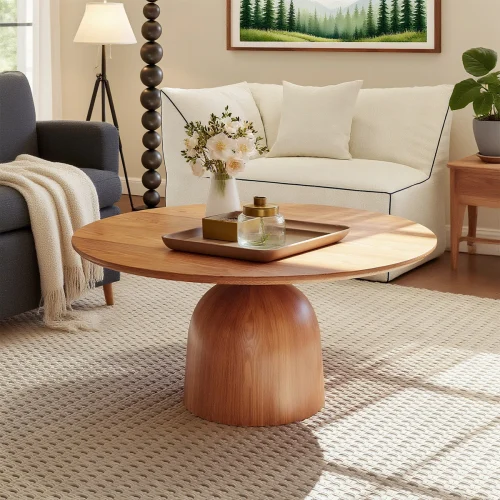 Alternative view of Modern Round Coffee Table With Dome Base