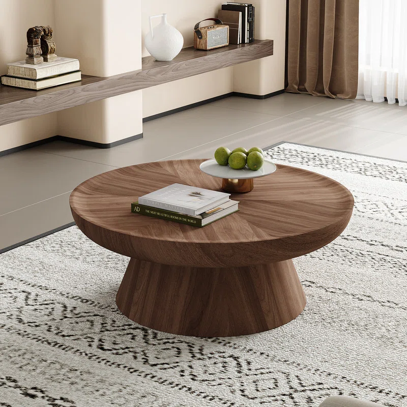 Modern Round Coffee Table With Flared Base - Image 4