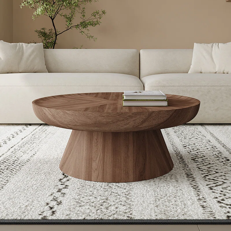Modern Round Coffee Table With Flared Base - Image 3