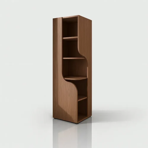 Modern Tall Display Cabinet With Curved Shelves