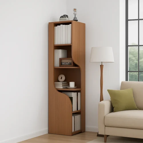 Alternative view of Modern Tall Display Cabinet With Curved Shelves