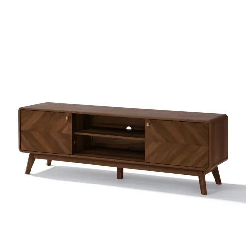 Modern TV Stand With Chevron Pattern Doors