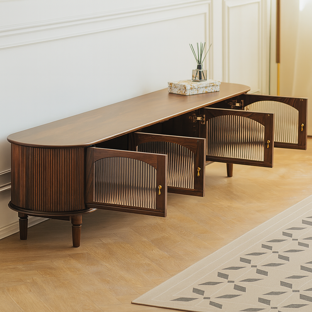 Modern TV Stand With Four Glass Doors - Image 4