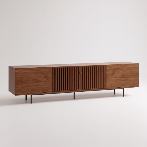 Modern TV Stand With Slatted Doors