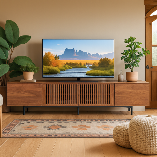 Alternative view of Modern TV Stand With Slatted Doors