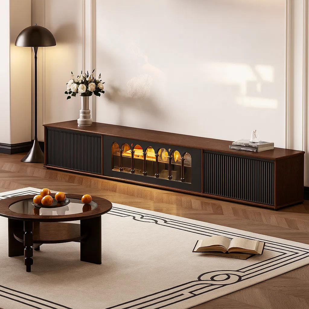 Modern TV Stand With Sliding Doors And Storage - Image 4