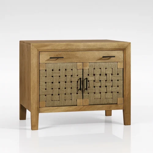 Rustic Accent Cabinet With Woven Doors