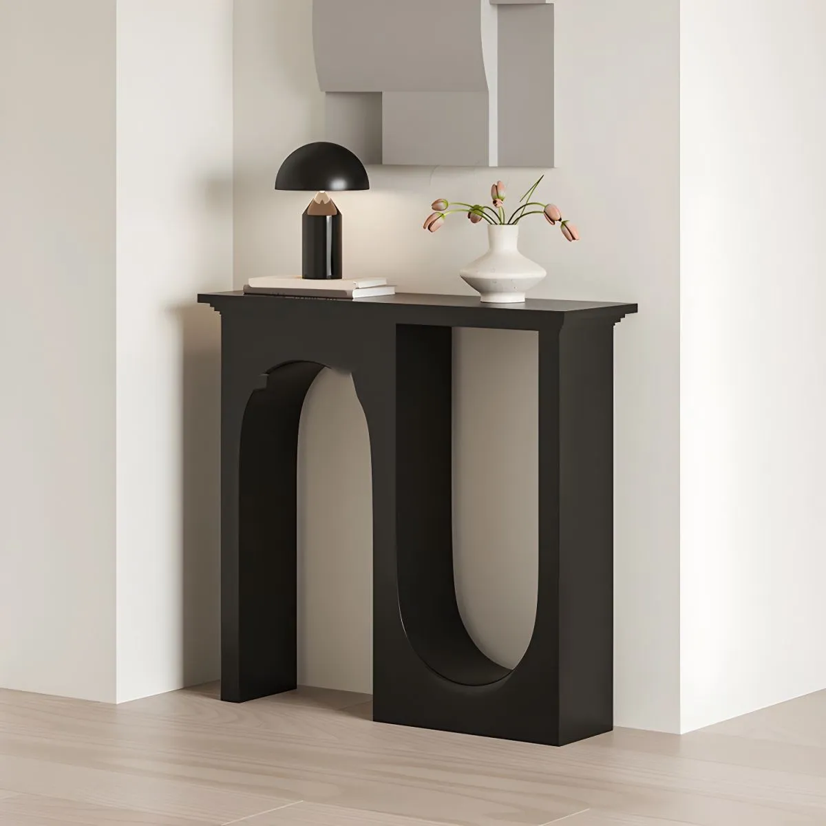 Scandinavian Console Table With Geometric Base - Image 3