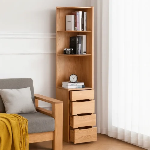 Alternative view of Slim Corner Cabinet With Drawers And Shelves
